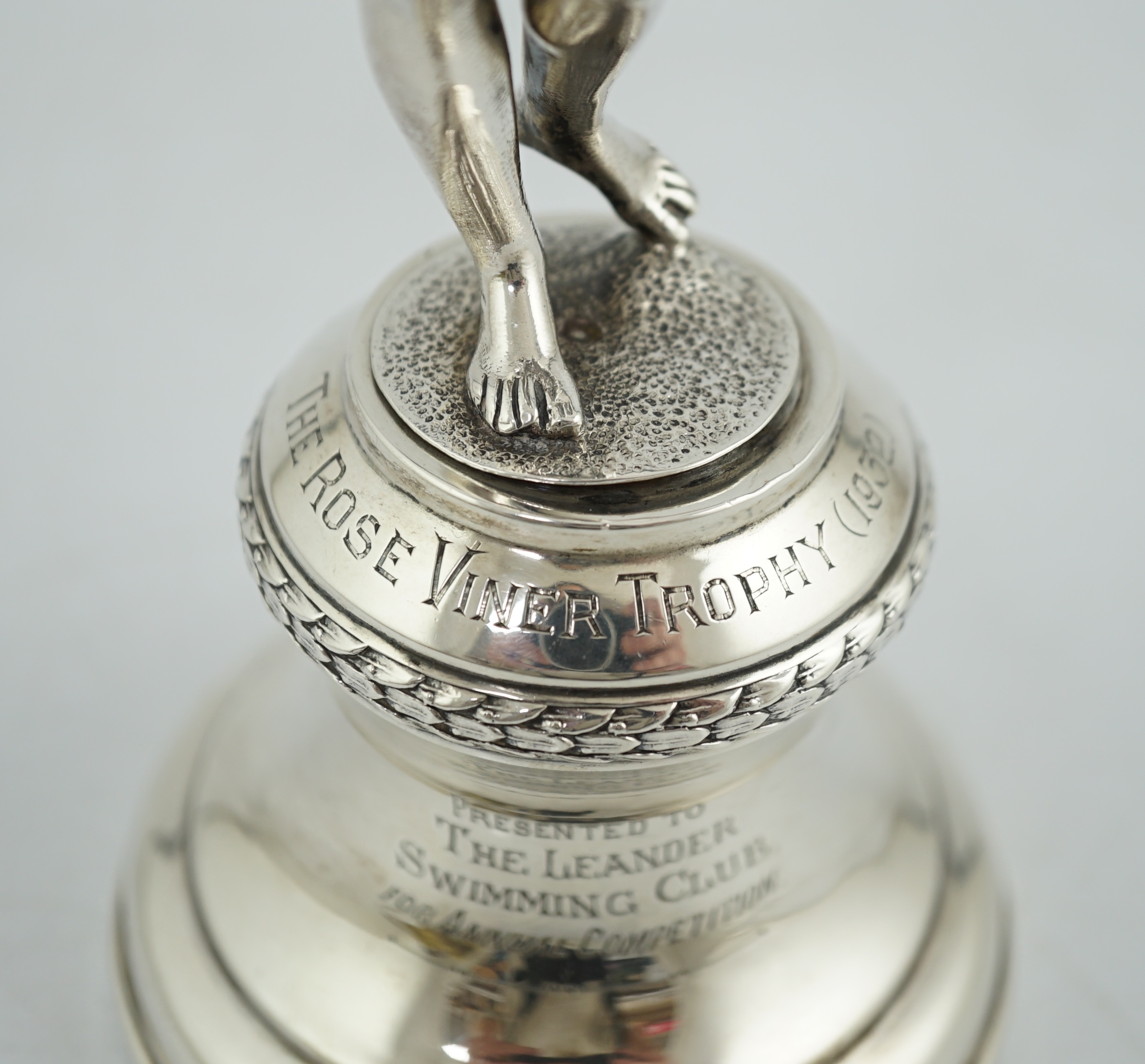 A George V silver presentation swimming trophy, 'The Rose Viner Trophy', by Viners Ltd